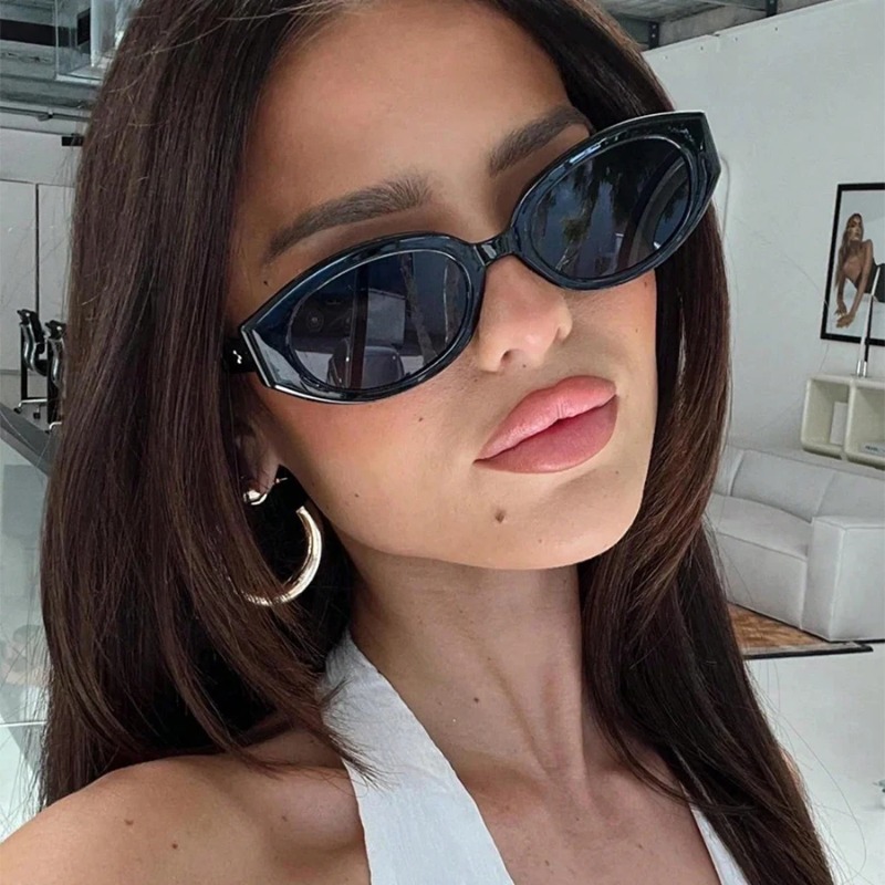 Sunglasses Cat Eye - แว่นกันแดดทรงแคทอายวินเทจ ผู้หญิง แว่นกันแดดสีดำ แฟชั่นกรอบเล็ก ทรงเหลี่ยม กระจกเงา