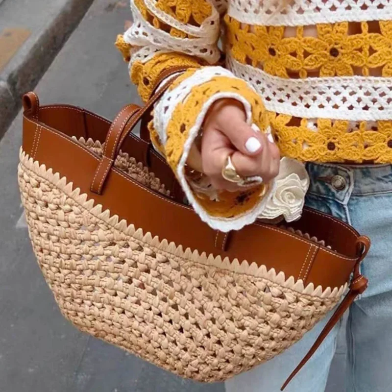 ยี่ห้อ Hollow ทอกระเป๋าชายหาด  - Crochet Bag Raffia บทวิจารณ์และราคา