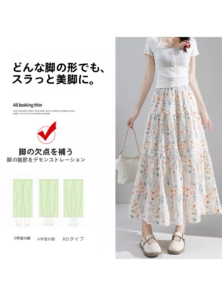 กระโปรงทรงเอลายดอกไม้ไซส์ใหญ่  - Midi Skirt Floral บทวิจารณ์และราคา