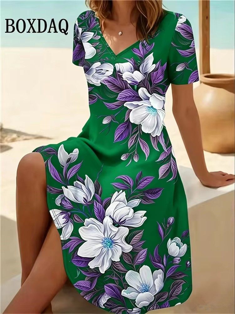6XL พลัสไซส์ชุดเดรสผู้หญิงฤดูร - Romper Floral Print บทวิจารณ์และราคา