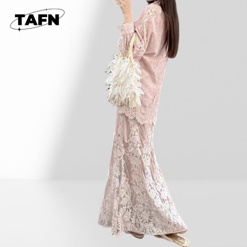 กระโปรงแฟชั่นสตรี กระโปรงผ้าเน - Midi Skirt Floral บทวิจารณ์และราคา