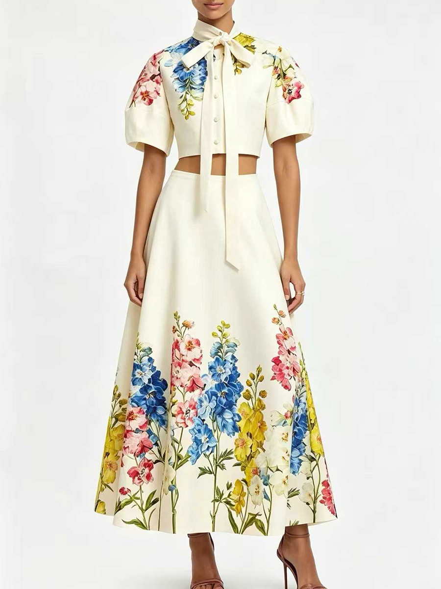 ชุดเซ็ตสองชิ้นลายดอกไม้สุดหรูส - Midi Skirt Floral บทวิจารณ์และราคา